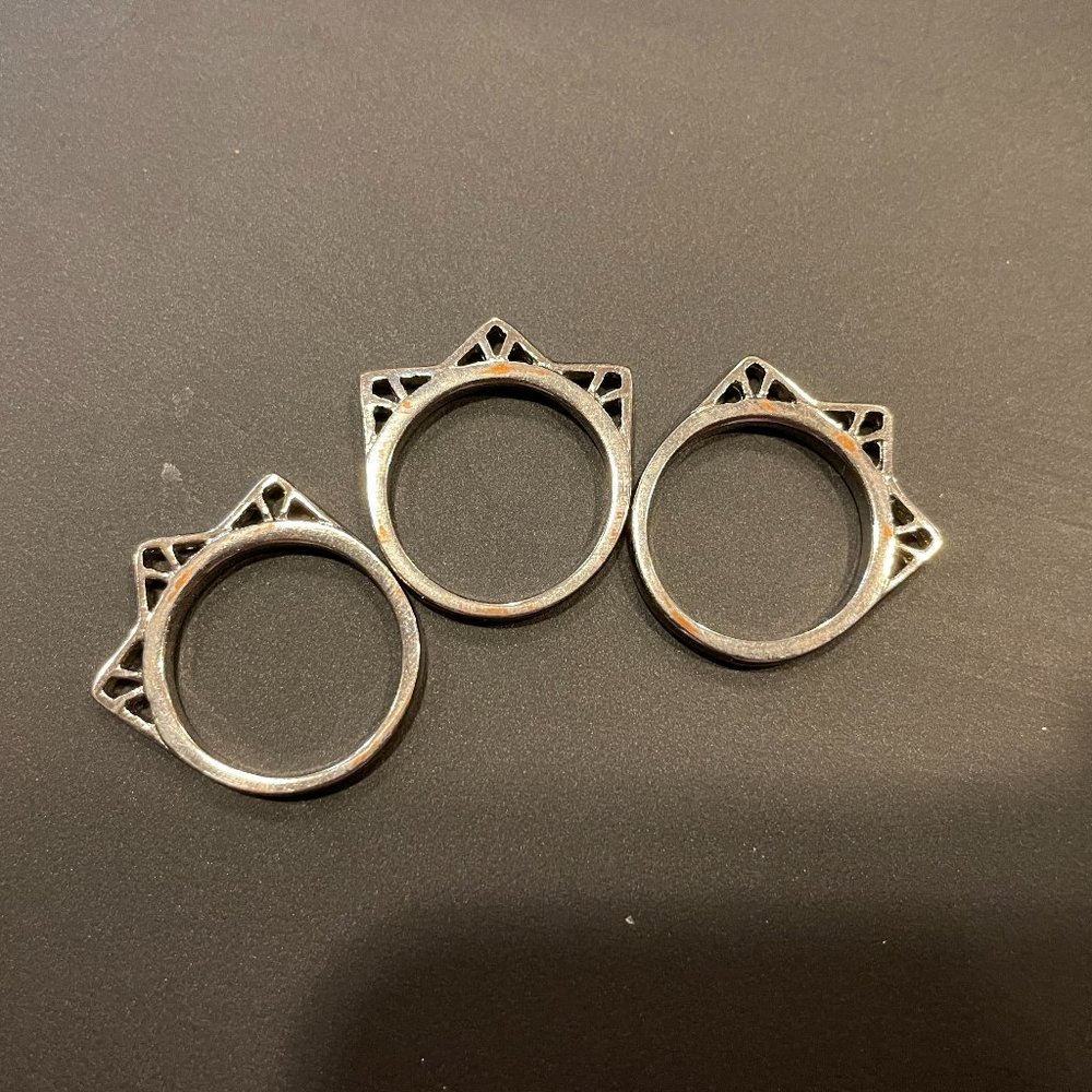 Forever 21 Geometric Silver Ring Trio Size 5